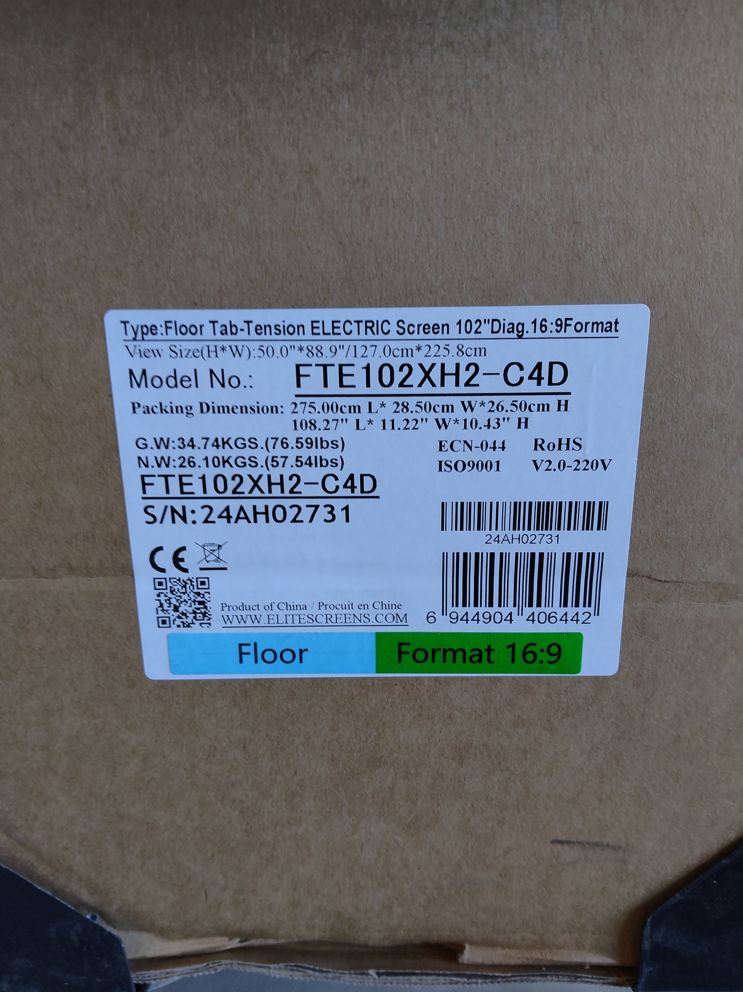 KESTREL TAB-TENSION FLOOR-UP con schermi Cinegrey 4D