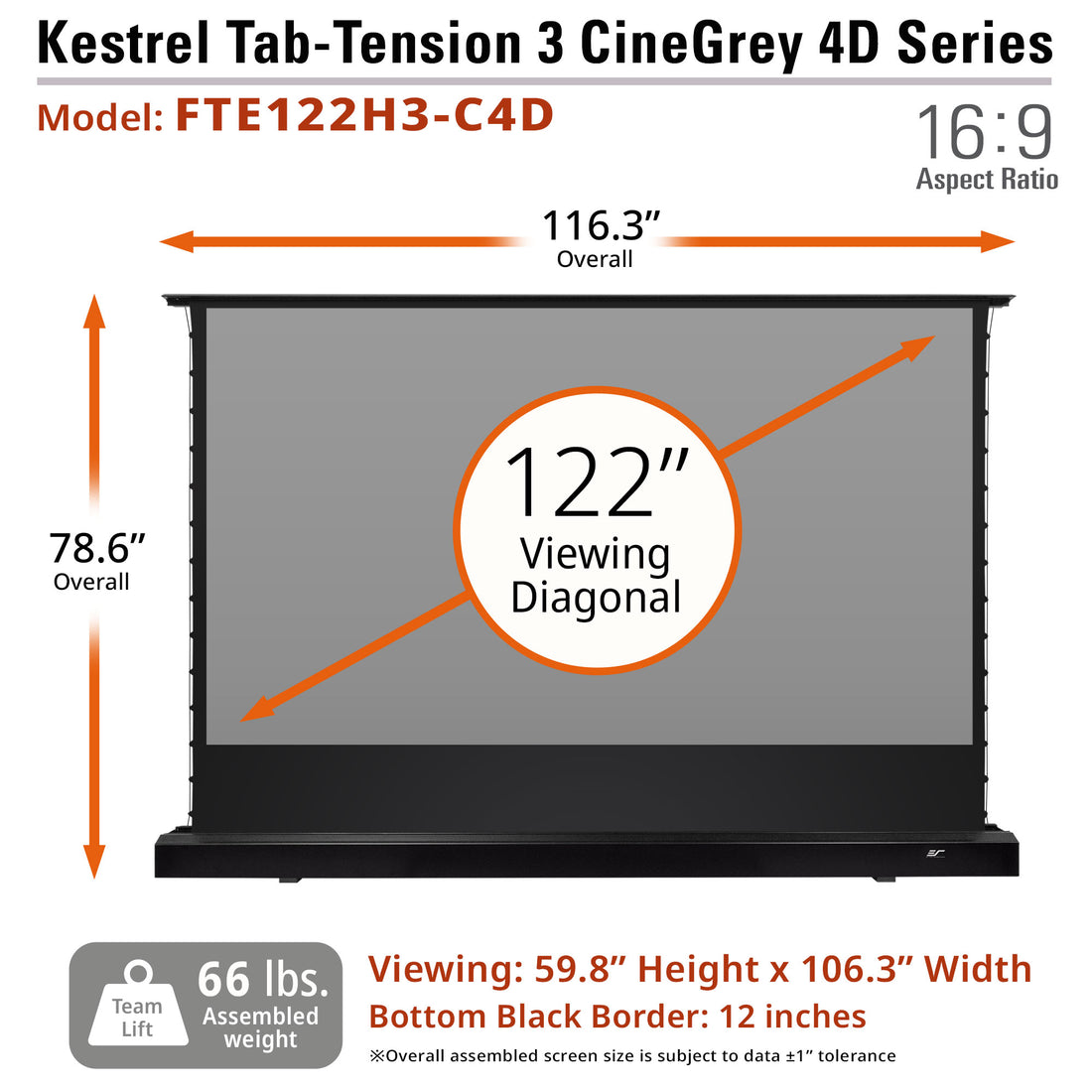 KESTREL TAB-TENSION FLOOR-UP 3 CINEGREY 4D - LEINWÄNDE ELETTRICO LEINWÄNDE SISTEMA A FORBICE