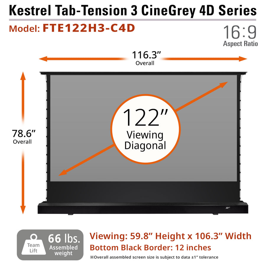 KESTREL TAB-TENSION FLOOR-UP 3 CINEGREY 4D - LEINWÄNDE ELETTRICO LEINWÄNDE SISTEMA A FORBICE